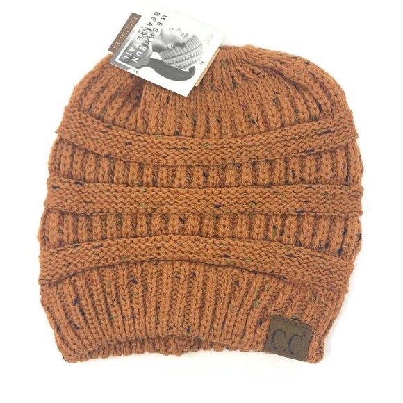 C&C Originals Messy Bun Beanie tail in rust- speckled NWT - Picture 1 of 4